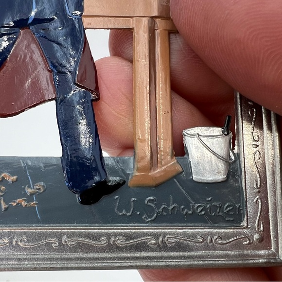 Vintage Estate Wilhem Schweizer Metal Christmas Tree Ornament The Carpenter - Picture 5 of 9